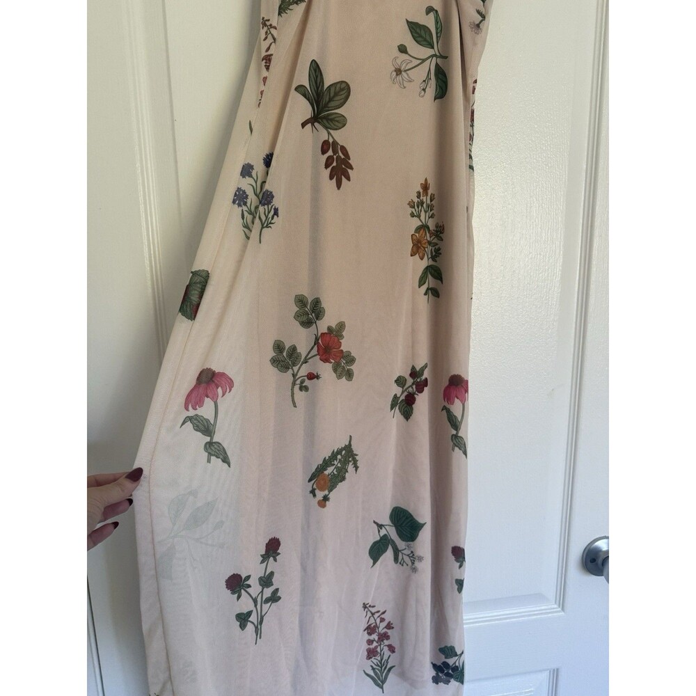 CIDER Size S Pink Floral Mesh Bodycon Maxi Dress Cottagecore Romantic Y2K - Picture 10 of 12